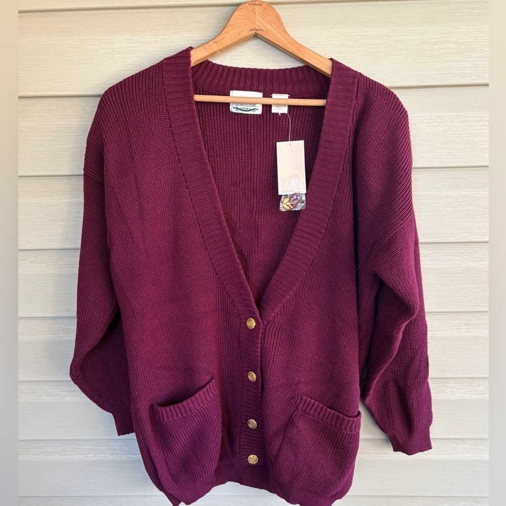 SEPARATE ISSUE cardigan sweater90s deadstock gold tone buttons shoulder pads L
